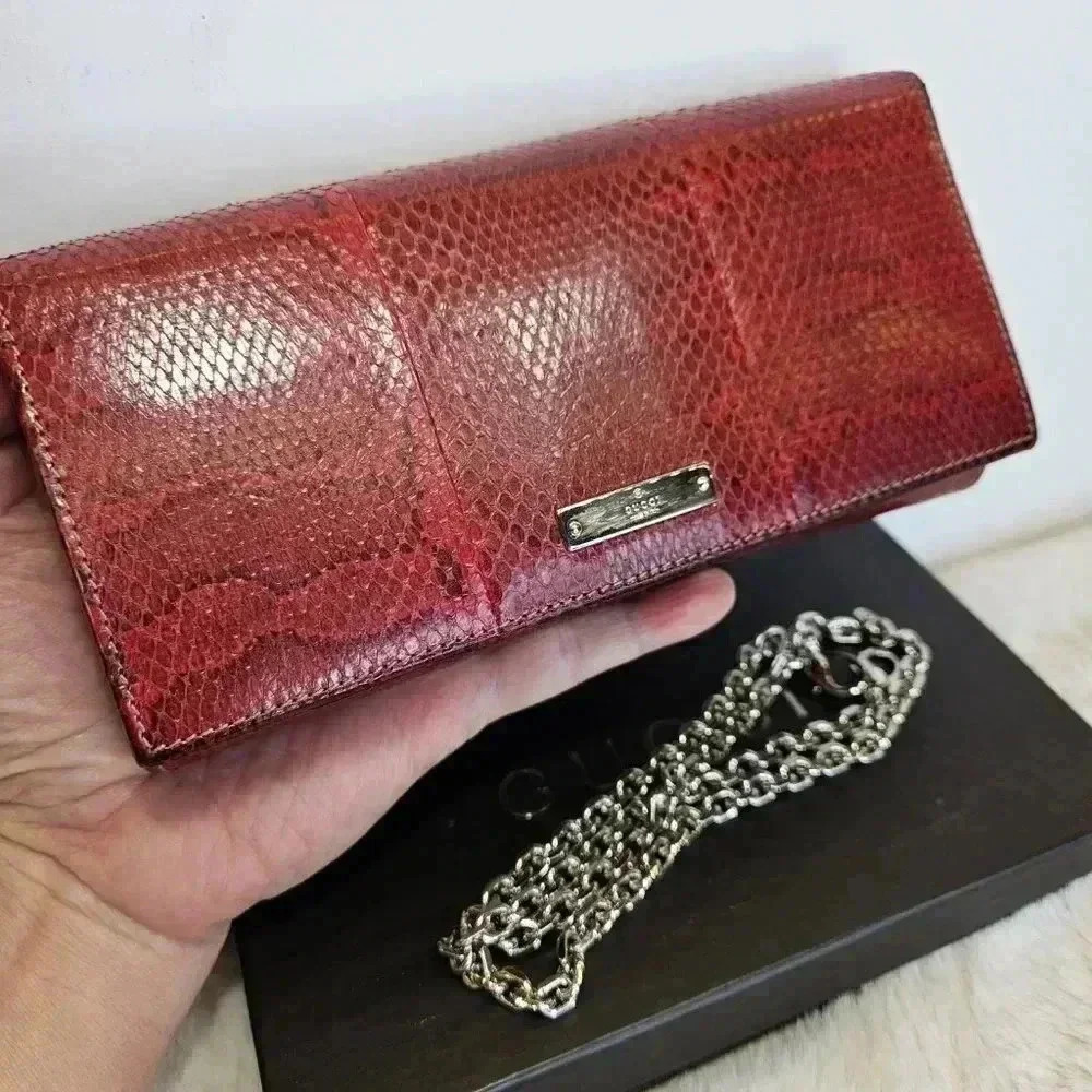 Gucci Python Leather Wallet  On Chain - Picture 2 of 16
